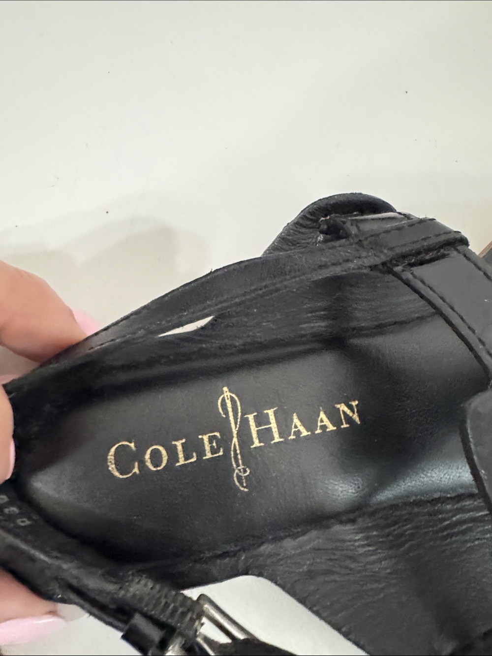 Cole Haan Black Leather T-Strap Sandals - Picture 5 of 5
